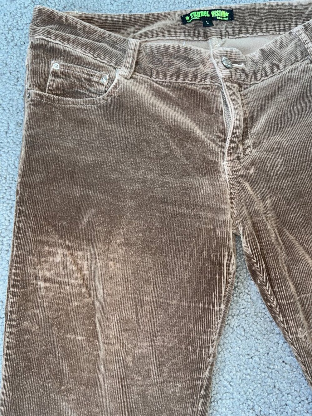 Y2K TUNNEL VISION MELODY BROWN CORDUROY HIPPIE FLARE FLOWER POCKET JEANS - L - Picture 5 of 15